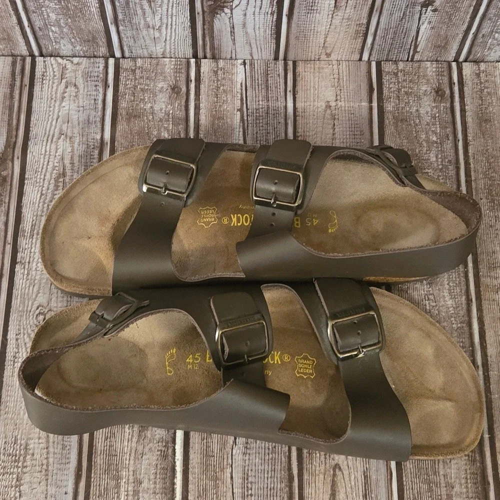 Sz 45 R/ 12 Mens Birkenstock Milano Brown Leather Backstrap Sandals Excellent